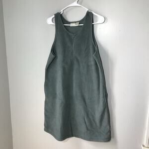 LL Bean girls XL moss green fleece tank 1/4 zip dress pockets cozy warm casual